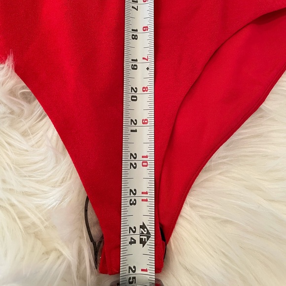 NWT (L) Tiger mist red ruched bodysuit adjustable straps tie front halatian - Picture 6 of 12